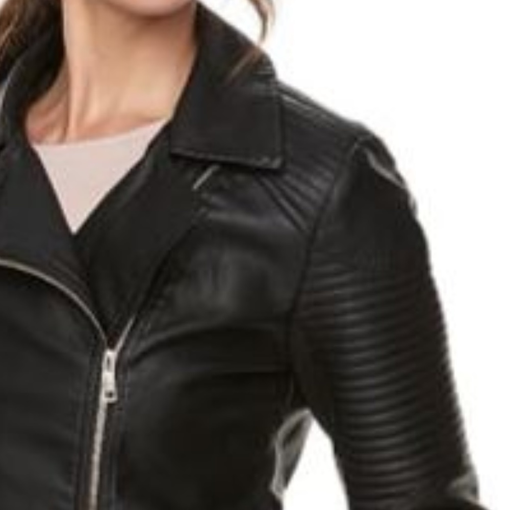 Faux Black Leather Jacket - Picture 6 of 7